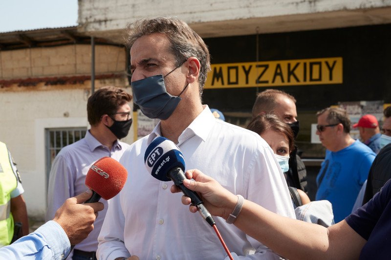 Δηλώσεις του Κ. Μητσοτάκη μετά την αυτοψία στις περιοχές /Φωτογραφία: Γραφείο Τύπου Πρωθυπουργού