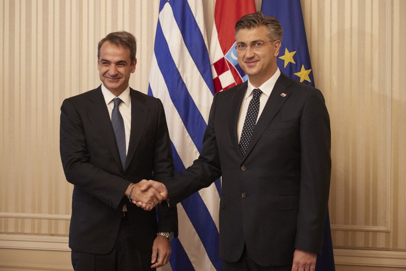 Ο Κυριάκος Μητσοτάκης με τον πρωθυπουργό της Κροατίας