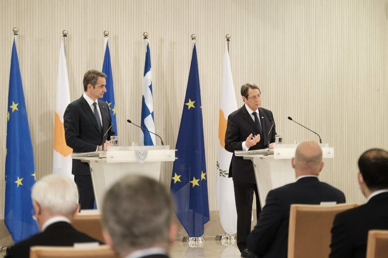 Κοινές δηλώσεις Αναστασιάδη και Μητσοτάκη / Φωτογραφία: Γραφείο Πρωθυπουργού, Δ. Παπαμήτσος