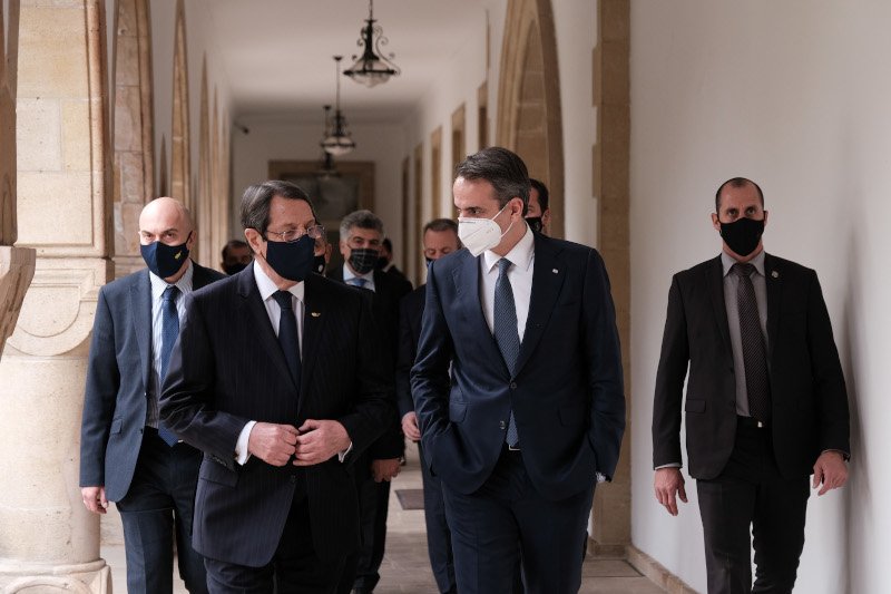 Αναστασιάδης και Μητσοτάκης στο Προεδρικό Μέγαρο της Λευκωσίας / Φωτογραφία: Γραφείο Πρωθυπουργού, Δ. Παπαμήτσος