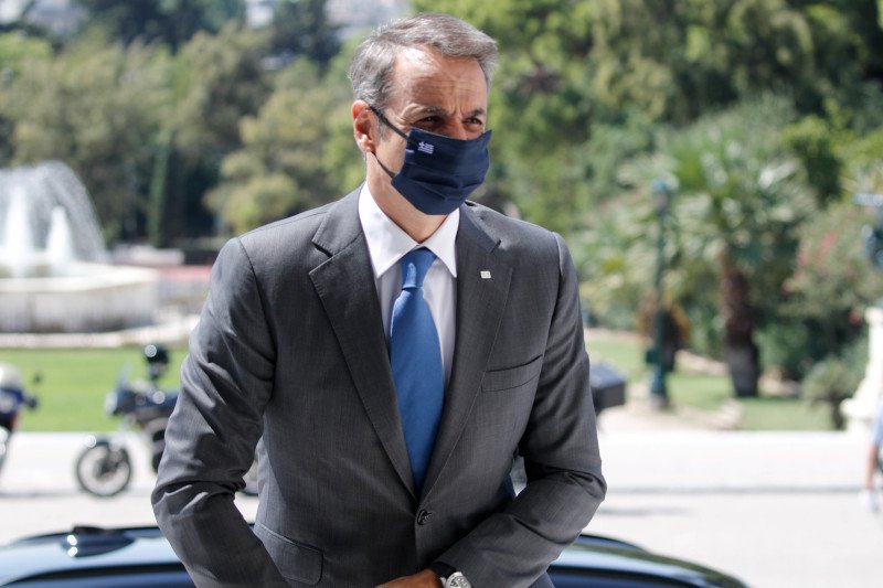 Ο Κυριάκος Μητσοτάκης κατά την άφιξή του στο Ζάππειο Μέγαρο
