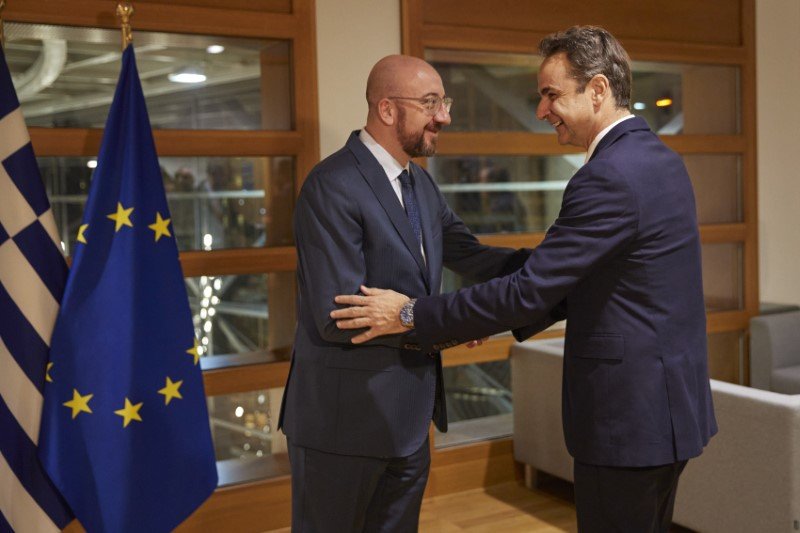 Ο Κυριάκος Μητσοτάκης με τον Σαρλ Μισέλ στις Βρυξέλλες -Φωτογραφία: ΓτΠ ΠΑΠΑΜΗΤΣΟΣ ΔΗΜΗΤΡΗΣ