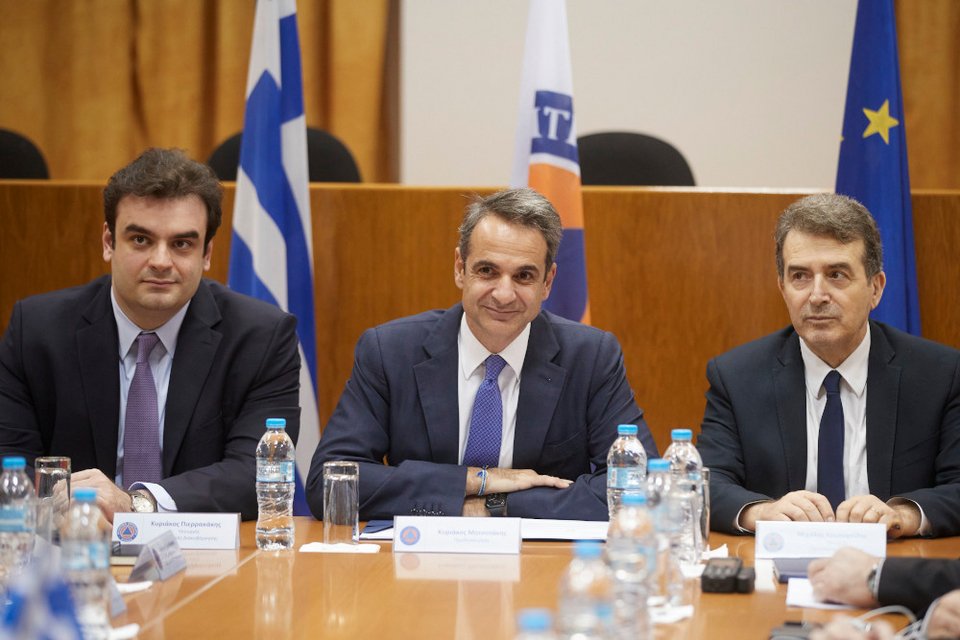 Κ. Πιερρακάκης, Κ. Μητσοτάκης, Μ. Χρυσοχοϊδης