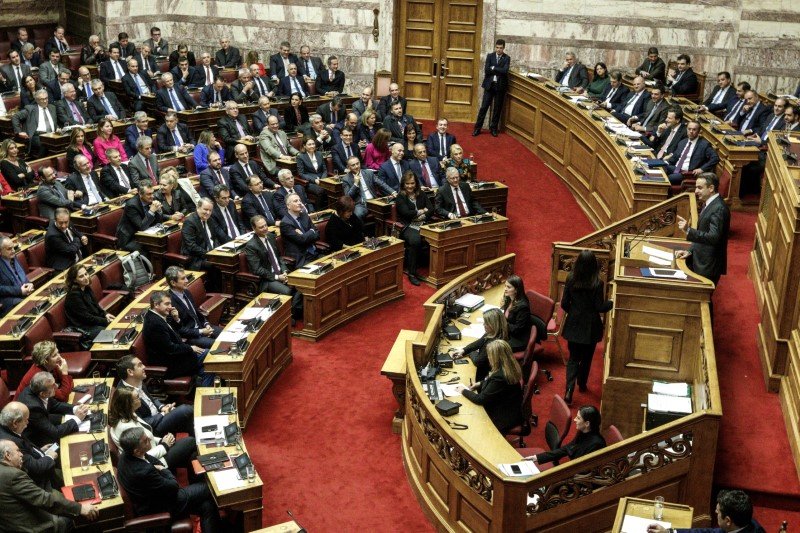Ο Κυριάκος Μητσοτάκης στο βήμα για τον προϋπολογισμό 2020