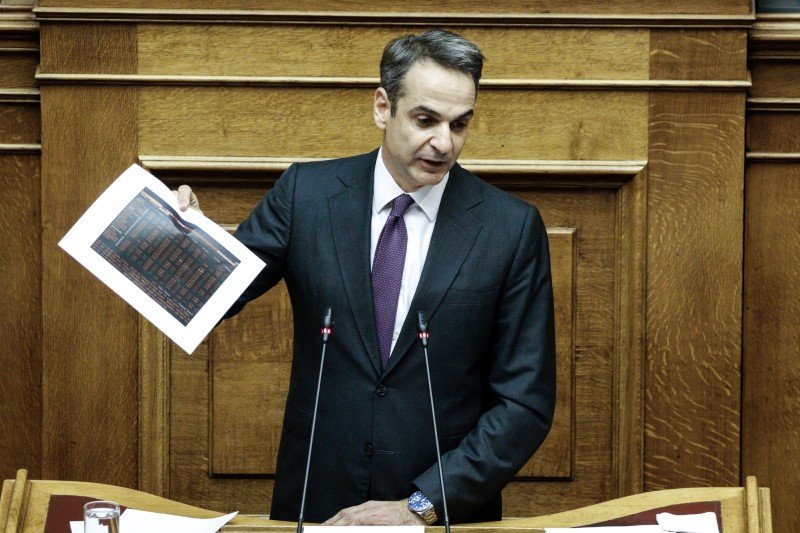 Ο Κυριάκος Μητσοτάκης στο βήμα για τον προϋπολογισμό 2020