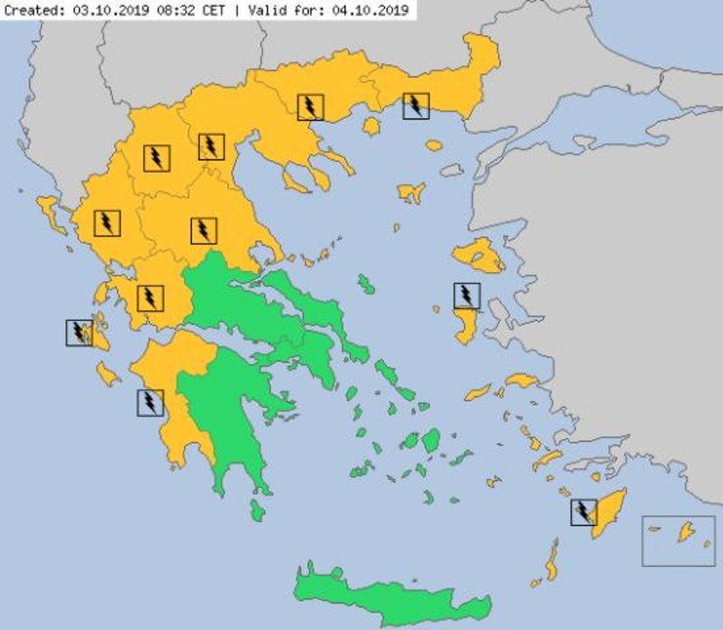Ο καιρός αύριο μέσα από τον χάρτη του Meteoalarm