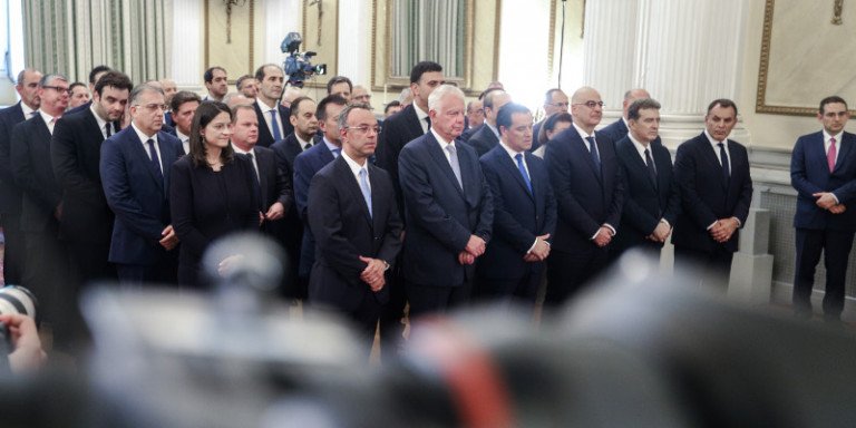 Κατά τη διάρκεια της ορκωμοσίας της κυβέρνησης της ΝΔ /