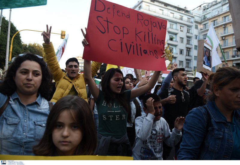 Νωρίτερα σήμερα, Κούρδοι πραγματοποίησαν πορεία διαμαρτυρίας και στην Θεσσαλονίκη/Φωτογραφία: Intime