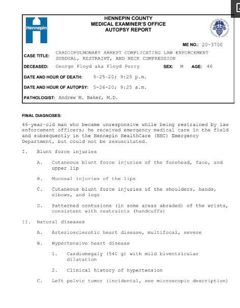 Το πόρισμα του θανάτου του Τζορτζ Φλόιντ