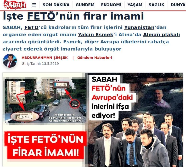 Το επίμαχο δημοσίευμα της Sabah