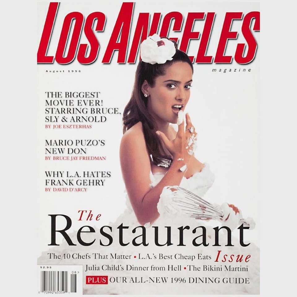 Το εξώφυλλο του περιοδικό Los Angeles Magazine του 1996 με την Σάλμα Χάγιεκ