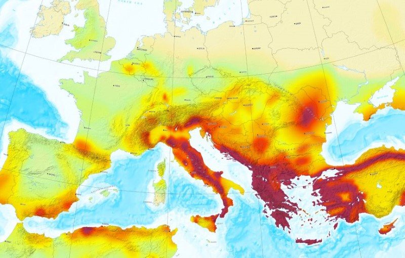 Φυσικές καταστροφές / χάρτης σεισμικού κινδύνου