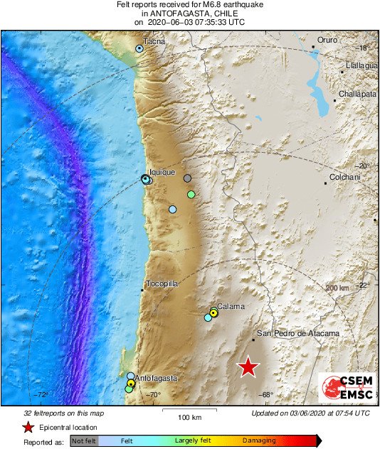 σεισμός Χιλή χάρτης