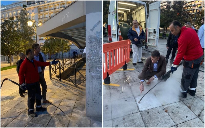 Ο δήμαρχος Αθηναίων στην πλατεία Συντάγματος