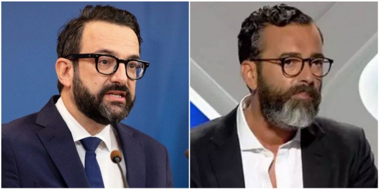 Ο νέος κυβερνητικός εκπρόσωπος Χρήστος Ταραντίλης, και δεξιά ο Άγγελος Μπράτης