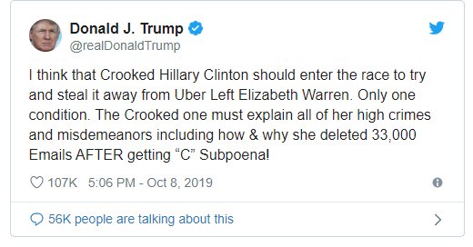 Η ανάρτηση του Αμερικανού προέδρου στο twitter