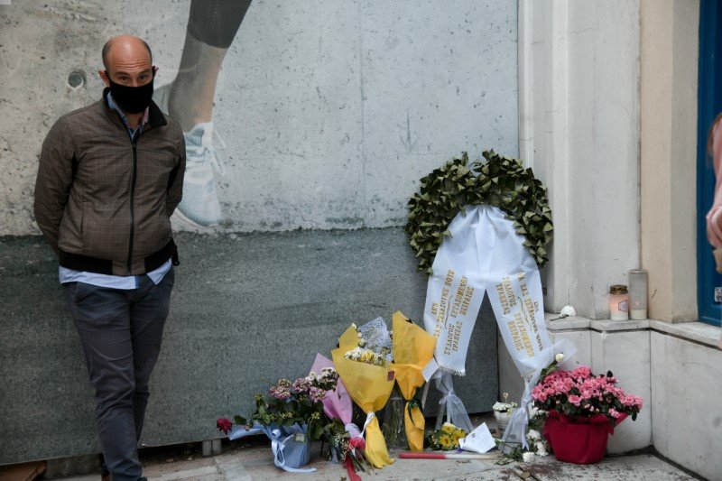 To σημείο όπου τρεις εργαζόμενοι της Marfin δολοφονήθηκαν πριν δέκα χρόνια / Φωτογραφία: Eurokinissi