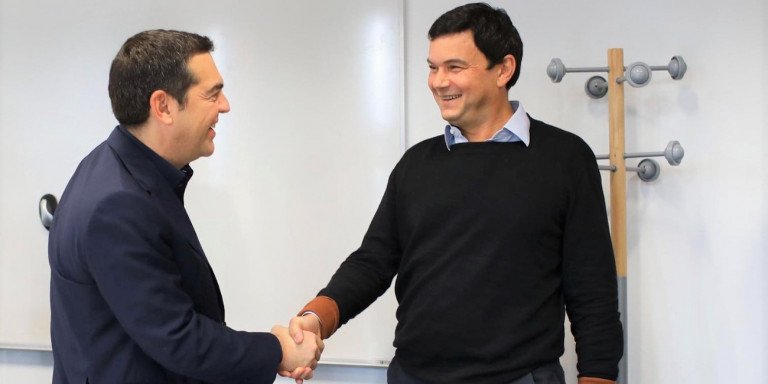 Ο Αλέξης Τσίπρας με τον Γάλλο οικονομολόγο Τομά Πικετί/Πηγή φωτογραφίας: Facebook