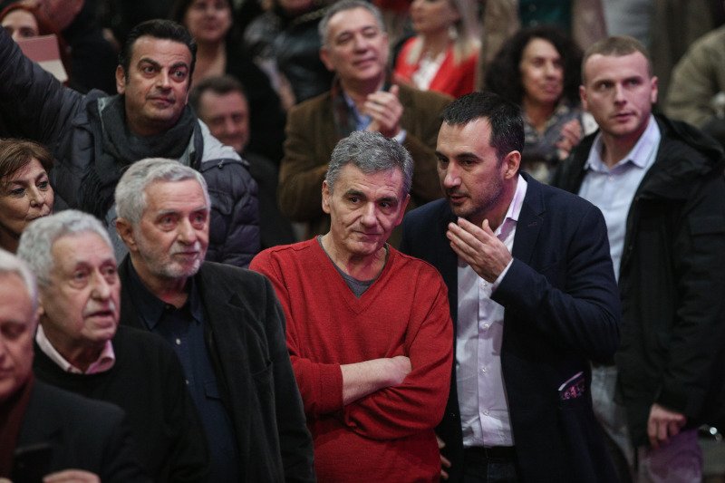 Αλέξης Χαρίτσης, Ευκλείδης Τσακαλώτος, Θοδωρής Δρίτσας και Φώτης Κουβέλης σε πρόσφατη εκδήλωση του ΣΥΡΙΖΑ/Φωτογραφία: Nikos Libertas / SOOC