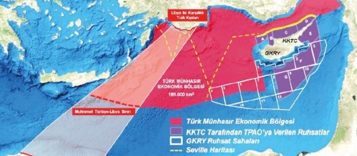Ο χάρτης που ανάρτησε ο αναπληρωτής Γενικός Διευθυντής του Ναυτιλίας και Αεροπορίας του τουρκικού ΥΠΕΞ