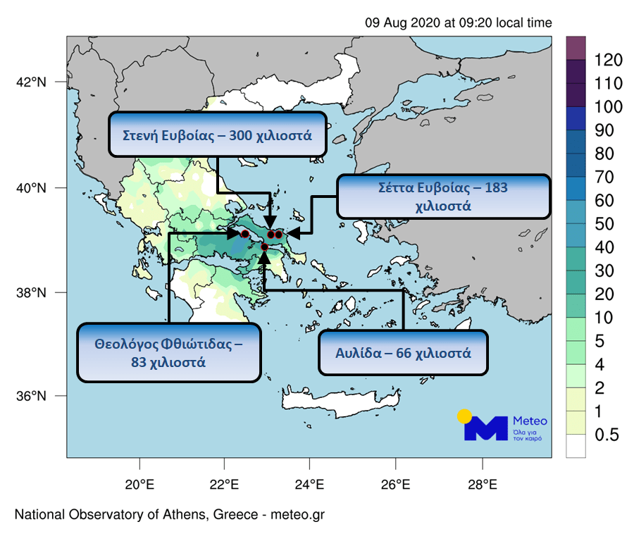 Η ποσότητα της βροχής κατά τη διάρκεια της κακοκαιρίας στην Εύβοια