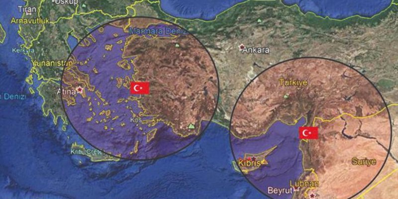 Ο τουρκικός χάρτης που δείχνει την εμβέλεια του πυραυλικού συστήματος S-400