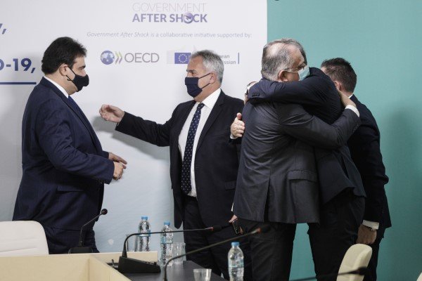 Από αριστερά: Θ. Λιβάνιος, Μ. Βορίδης, Στ. Πέτσας, Τ. Θεοδωρικάκος, Στ. Καλαφάτης, Στ. Πέτσας -Φωτογραφία: Nick Paleologos/Sooc
