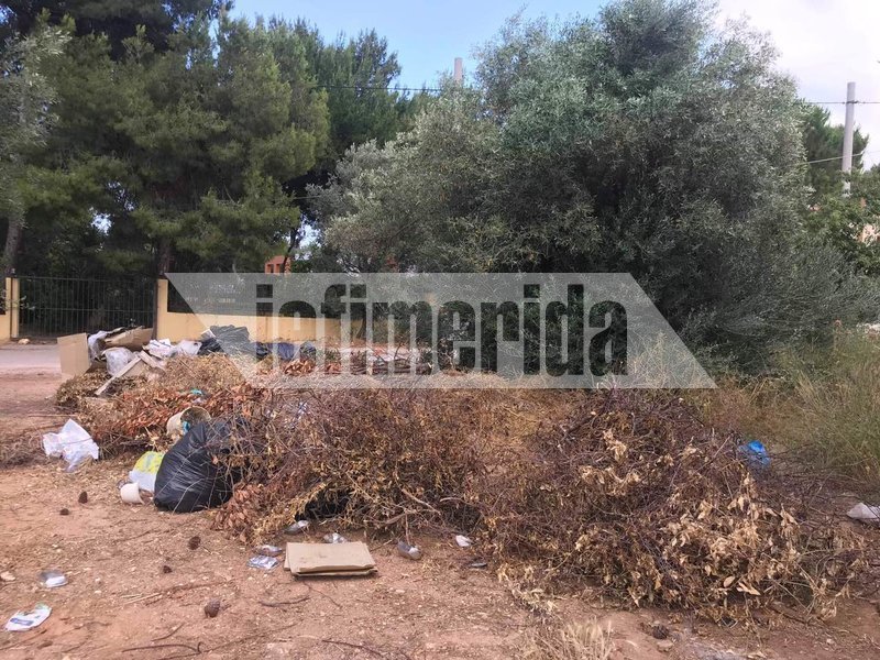 Εξω από τις αυλές των σπιτιών στο Ζούμπερι υπάρχουν μπάζα και κλαδιά