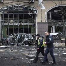 Βομβαρδισμένο τοπίο στην Ουκρανία