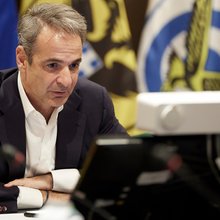 Ο Κυριάκος Μητσοτάκης στην τηλεδιάσκεψη της Συνόδου Κορυφής της Συμμαχίας των Προθύμων