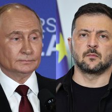 Ο Ρώσος πρόεδρος Βλαντιμίρ Πούτιν και ο ηγέτης της Ουκρανίας Βολοντιμίρ Ζελένσκι 