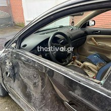 Το ΙΧ που παρέσυρε ο οδηγός φορτηγού στη Θεσσαλονίκη