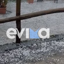 Χαλάζι σε χωριό της Εύβοιας