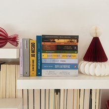 βιβλία ράφια δώρα γιορτής χριστουγεννιάτικα στολίδια