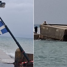 Καταστροφές στο λιμάνι της Κω από την κακοκαιρία