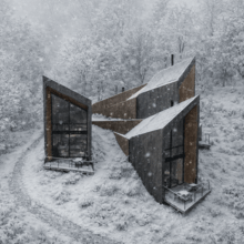 ξύλινα design καταφύγια χιόνι δάσος 