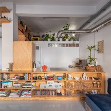 ξύλινος πάγκος κουζινα βιβλιοθήκη διαχωριστικό σπίτι μικρό Χανιά Κρήτη