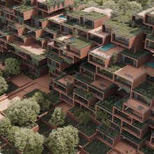 κτίριο πράσινες ταράτσες πισίνες φυτά βεράντες αρχιτεκτονική 