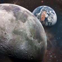 Απεικόνιση της γης πίσω από τη Σελήνη 