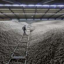 Xιλιάδες τόνοι πατάτας πλημμύρισαν αποθήκες και αγροτικές εγκαταστάσεις, αφήνοντας τους παραγωγούς με πλεόνασμα που δεν μπορούσε να απορροφηθεί από την αγορά / ΑΡ