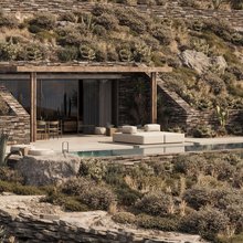 υποσκαφο κτίσμα Τήνος πλαγιά πέτρα πισίνα