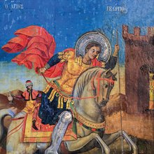 H φορητή εικόνα του Αγίου Γεωργίου στην οποία αναγράφεται ως έτος κατασκευής 1789
