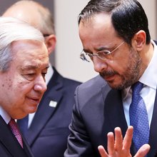 Ο ΓΓ του ΟΗΕ Αντόνιο Γκουτέρες και ο πρόεδρος της Κυπριακής Δημοκρατίας, Νίκος Χριστοδουλίδης 