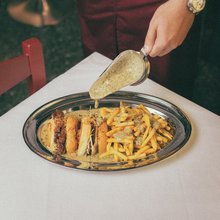 δίσκος πατατες τηγανιτές french fries burger 