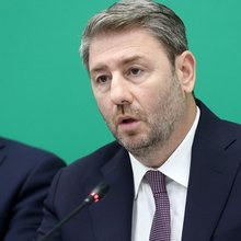 Ο πρόεδρος του ΠΑΣΟΚ, Νίκος Ανδρουλάκης, σε συνέντευξη Τύπου