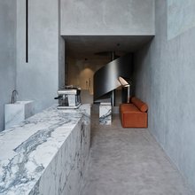 μπετόν σκάλα μεταλλική πάγκος μαρμάρινος Pets & Cups στη Γλυφάδα