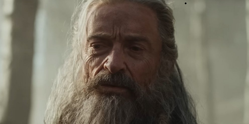 Με γκρίζα μαλλιά και πυκνή γενειάδα ο Χιου Τζάκμαν στην ταινία The Death of Robin Hood