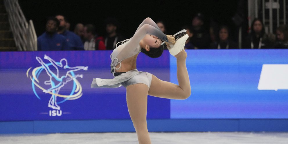 H Xiangyi An στο σύντομο πρόγραμμα γυναικών στο παγκόσμιο πρωτάθλημα καλλιτεχνικού πατινάζ, τον Μάρτιο του 2025, στη Βοστώνη 