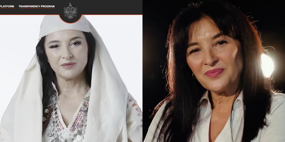 Η εικονική υπουργός Τεχνητής Νοημοσύνης της αλβανικής κυβέρνησης (αριστερά) μοιάζει αρκετά στην ηθοποιό Ανίλα Μπίσα (δεξιά)