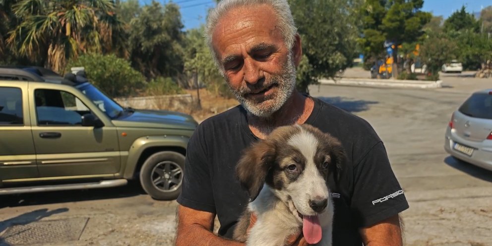 Ο Μάρκος, κάτοικος του Πόρτο Γερμενό, έσωσε τον Μπρούνο το κουτάβι 